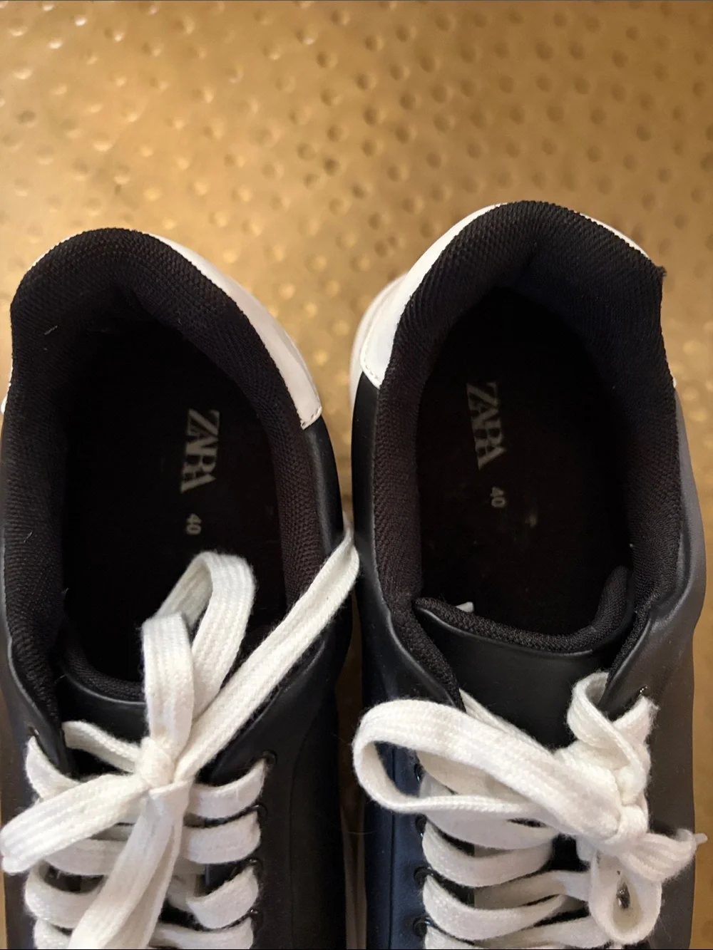Zara Black Sneakers with White Laces